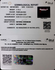 2.18/CT Natural Mozambique Ruby with Govt. Lab Certificate (12210)